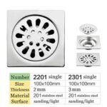 Dataran berkualiti tinggi 4 Inci 2 Mm nipis 201 Jurutera keluli tahan karat gaya mandi tandas lantai lantai lantai
