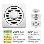 Dataran berkualiti tinggi 4 Inci 2 Mm nipis 201 Jurutera keluli tahan karat gaya mandi tandas lantai lantai lantai