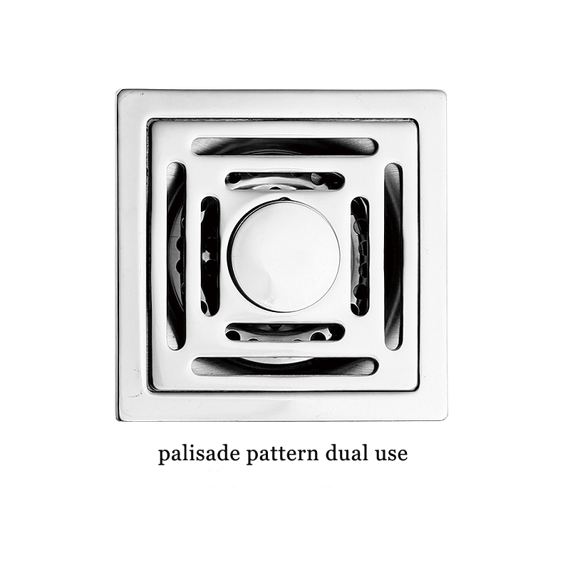 Square 6mm Thick 4 Inch 201 Stainless Steel Apple Pattern Bathroom Shower Floor Drain with Copper Odor Proof Self Seal Core