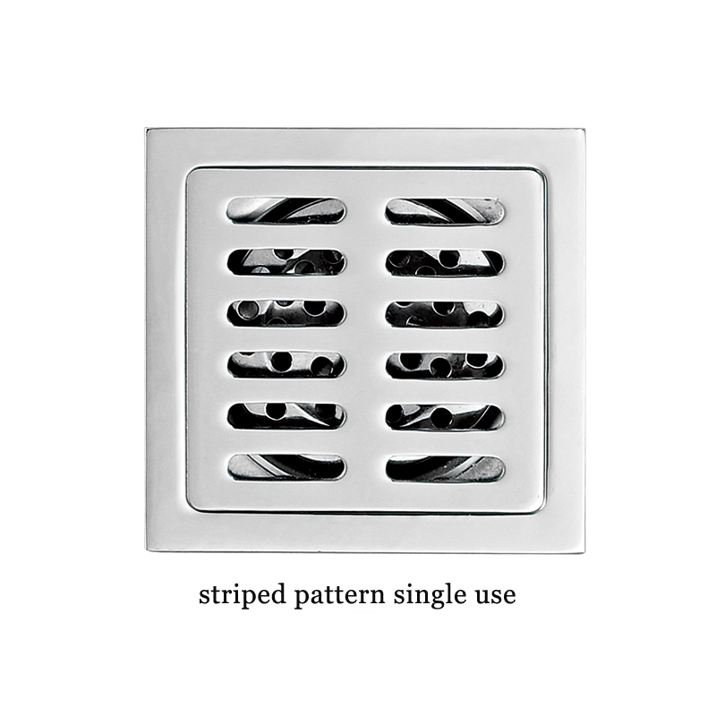 Square 6mm Thick 4 Inch 201 Stainless Steel Apple Pattern Bathroom Shower Floor Drain with Copper Odor Proof Self Seal Core