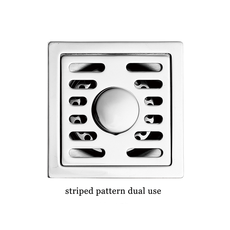Square 6mm Thick 4 Inch 201 Stainless Steel Apple Pattern Bathroom Shower Floor Drain with Copper Odor Proof Self Seal Core