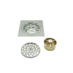 Square Light 4 Inch 2 Mm 3 Mm Thick Garage Floor Drain Cover with Brass Magnetic Self Seal Core