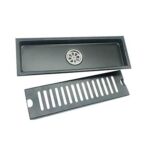 ブラックエンジニア 10*50 CM線形 304 一般的な臭気実証コアと延長チューブを備えたステンレス鋼長方形の床排水