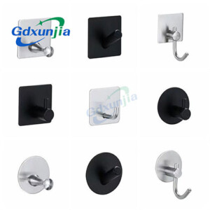 Xunjia/xinzhijia – Factory Supply 304 Stainless Steel Brushed Self-Adhesive Kitchen And Bathroom Single Towel Coat Hook