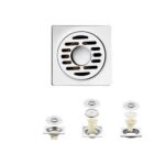 Persegi 10*10cm 2mm Tebal 304 Parit Lantai Linear Keluli Tahan Karat dengan Teras Pengedap Bukti Bau Pvc