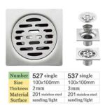 Persegi 10*10cm 2mm Tebal 201 Saliran Lantai Pelapik Mandi Kekelusan Karat Bilik Mandi Tahan Karat Diraja dengan Paip Sambungan Lanjutan