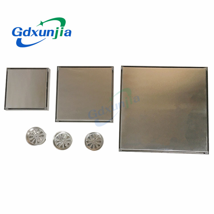 Longkang lantai tersembunyi anjakan besar keluli tahan karat longkang lantai tidak kelihatan dalam bilik mandi